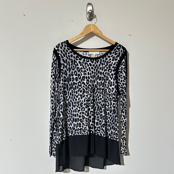 Michael Michael Kors Leopard Print Long Sleeve Blouse – Size 1X - Picture 1 of 7